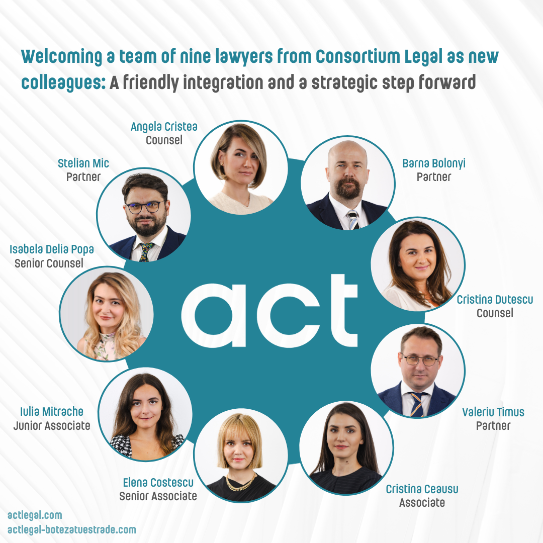 Picture of the nine lawyers joining act legal Romania from Consortium Legal